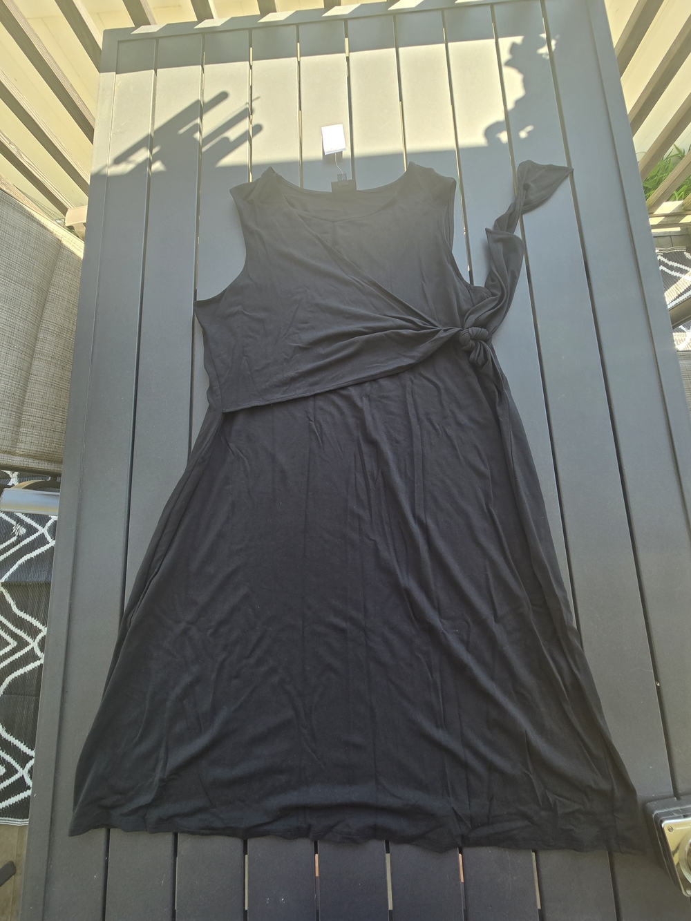 J. Jill Women's Black Sleeveless Jersey Dress With Side Tie Sz Xl NWT